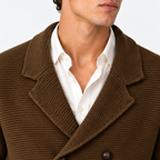 Men's Double Breasted Knit Cardigan – Lapel Collar Sweater