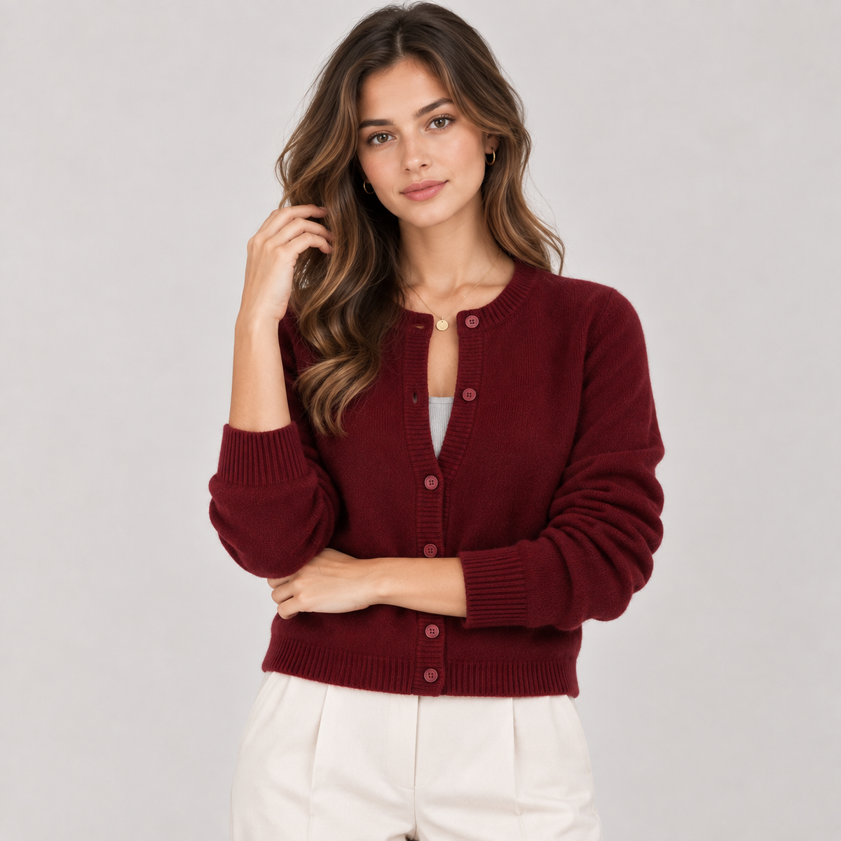 Women's Soft Knit Cardigan Classic Button Front Long Sleeve