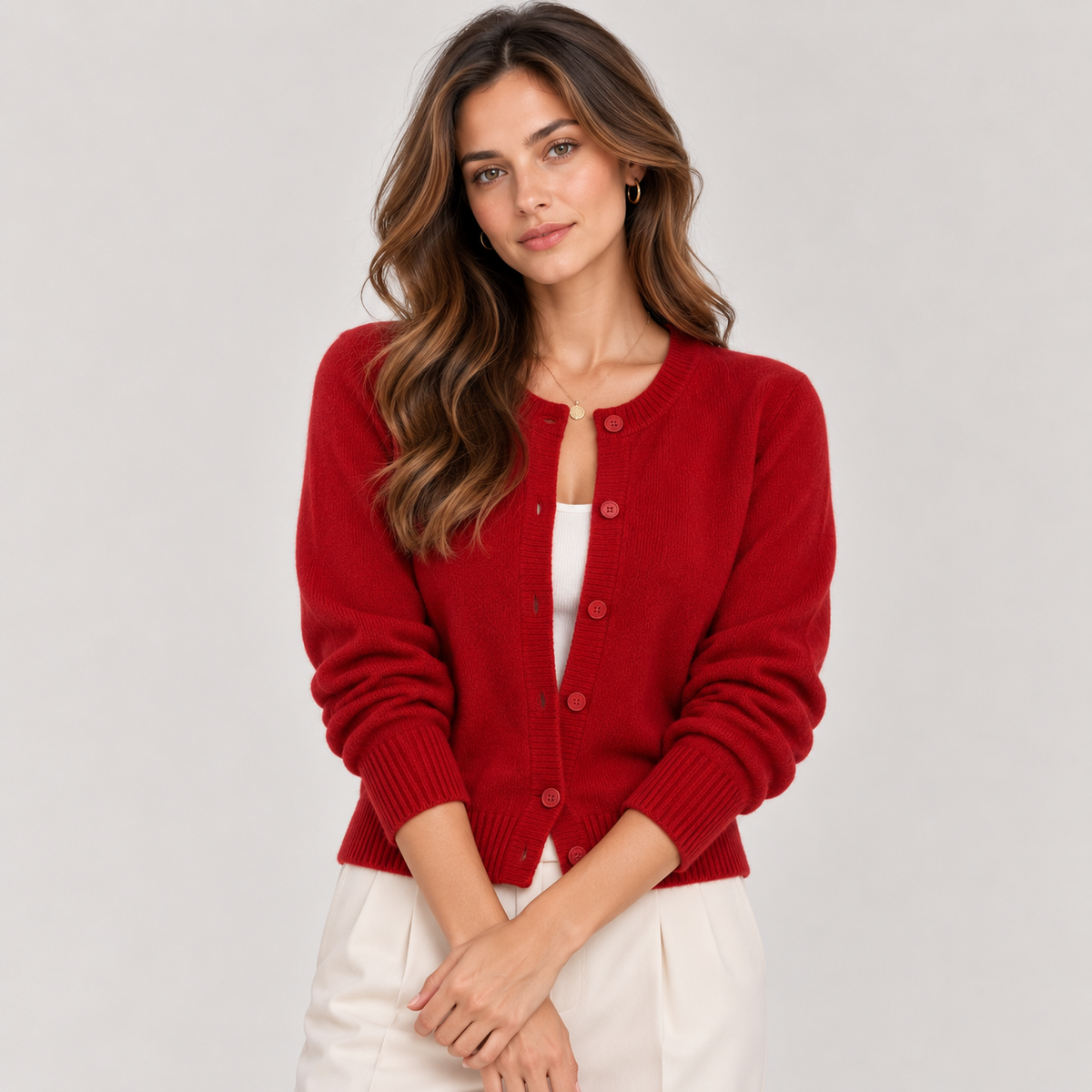 Women's Soft Knit Cardigan Classic Button Front Long Sleeve