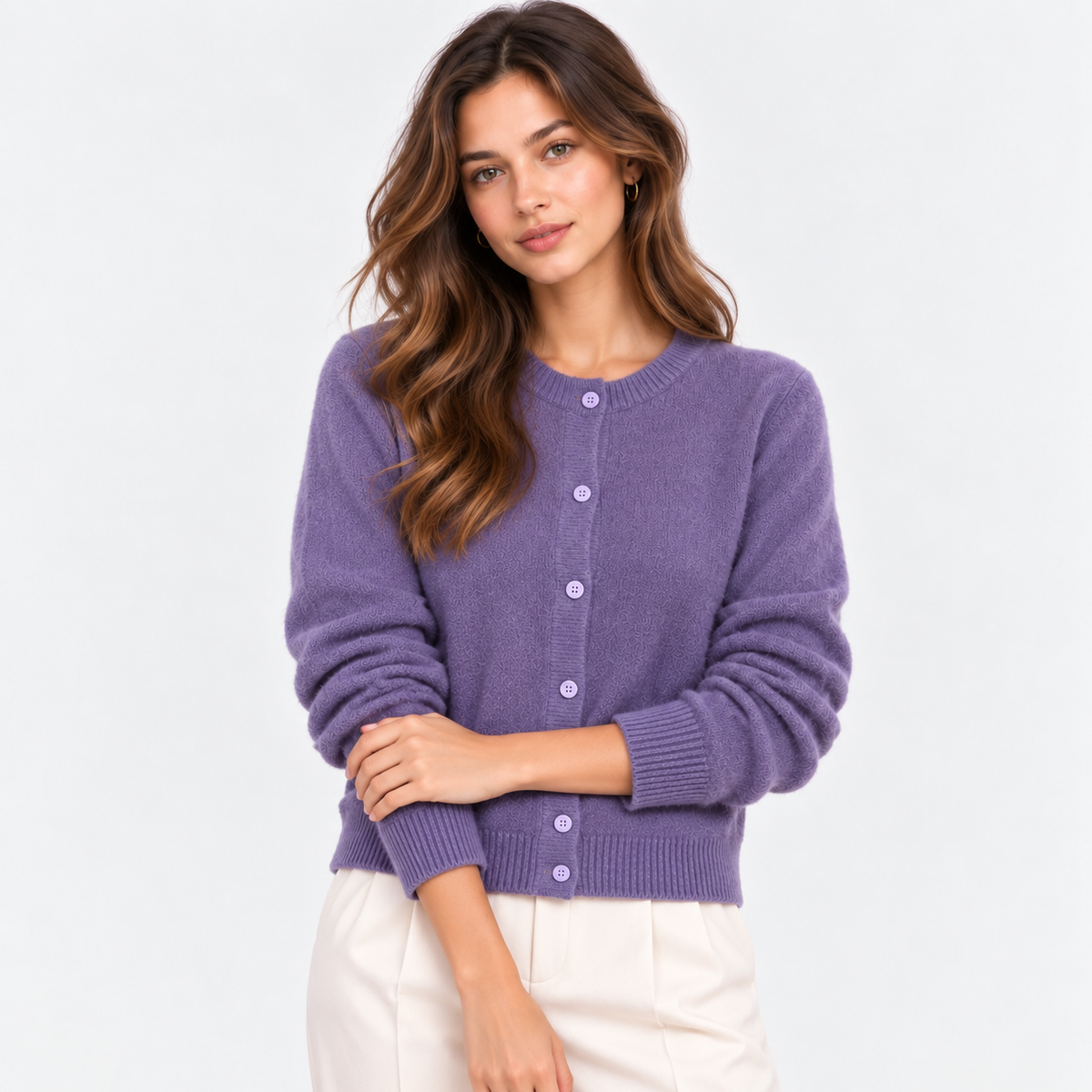 Women's Soft Knit Cardigan Classic Button Front Long Sleeve