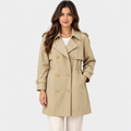 Women’s Button Front Trench Coat – Long Sleeve Casual Outerwear