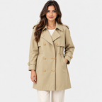 Women’s Button Front Trench Coat – Long Sleeve Casual Outerwear