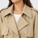 Women’s Button Front Trench Coat – Long Sleeve Casual Outerwear