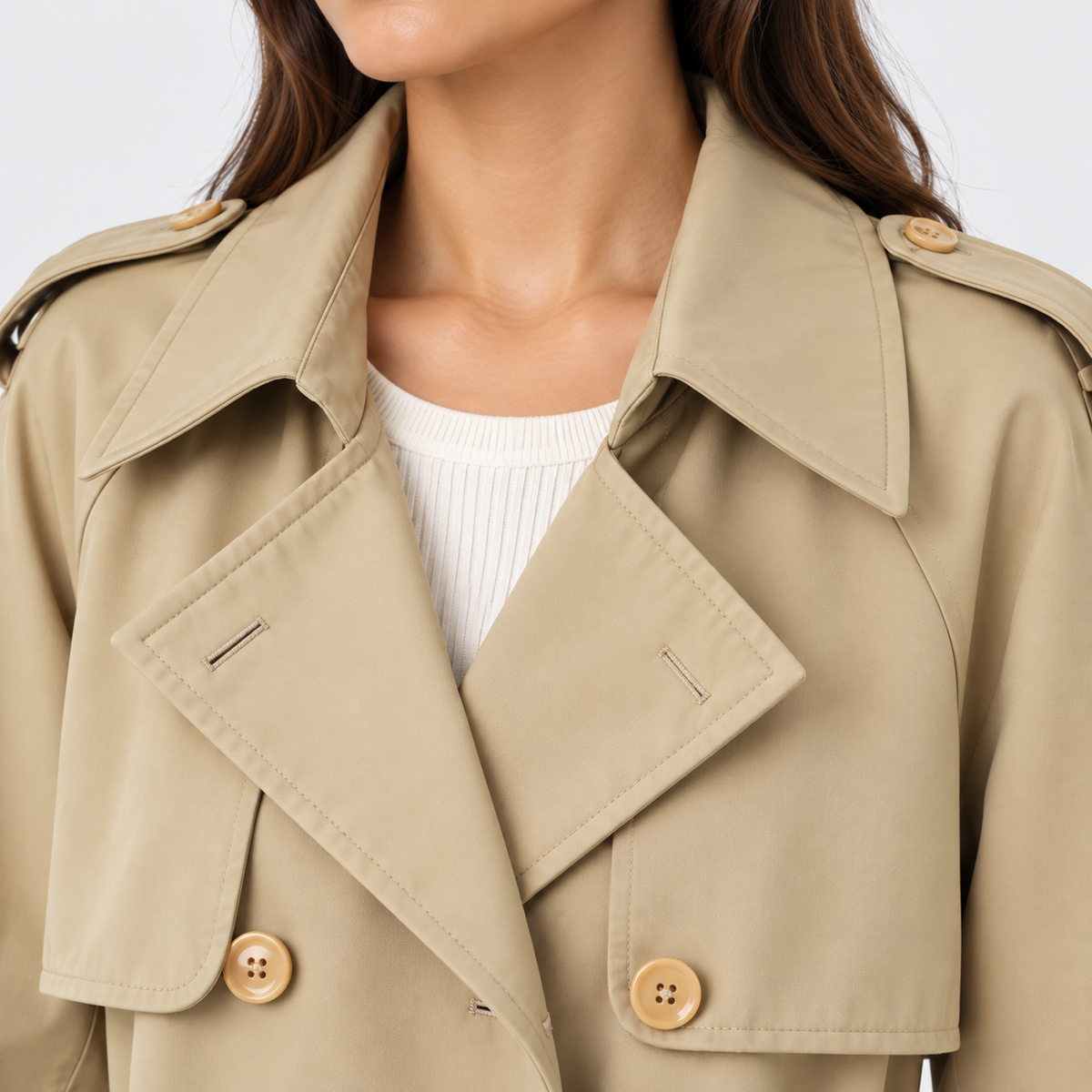 Women’s Button Front Trench Coat – Long Sleeve Casual Outerwear