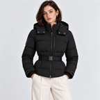 Women's Hooded Puffer Jacket – Belted Warm Winter Jacket