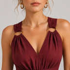 Women's Halter Jumpsuit Backless V Neck Wide Leg