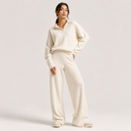 Women's Classic Two Piece Set Polo Sweater Wide Leg Pants