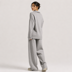 Women's Classic Two Piece Set Polo Sweater Wide Leg Pants