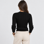 Women's Cable Knit Sweater – V-Neck Pullover
