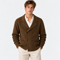 Men's Double Breasted Knit Cardigan – Lapel Collar Sweater