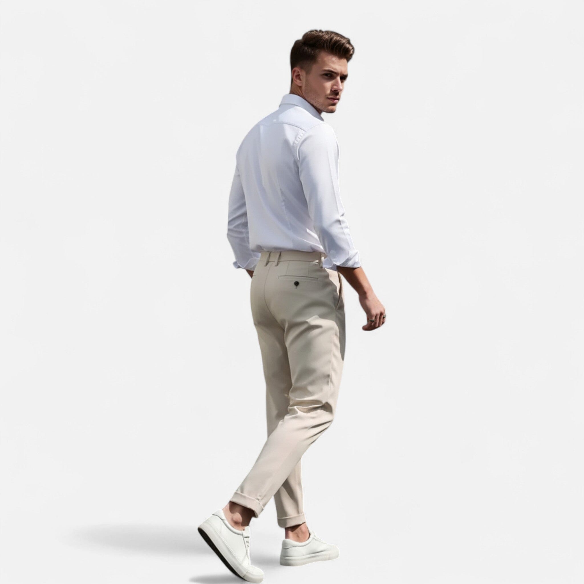 Belcien | Men’s Slim-Fit Pleated Suit Trousers
