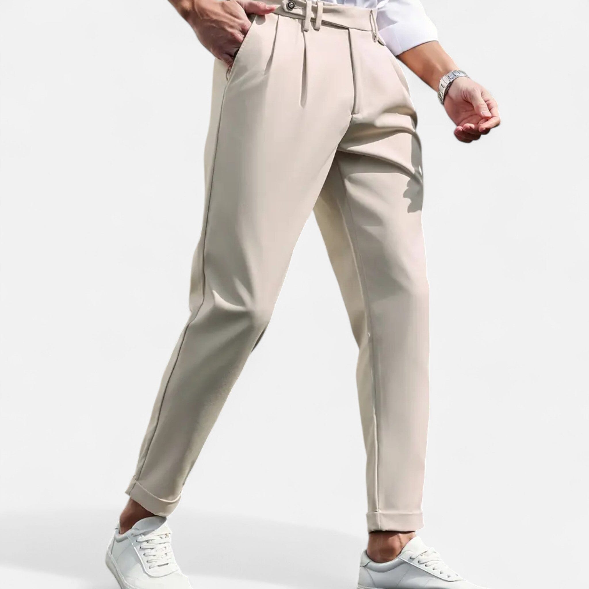 Belcien | Men’s Slim-Fit Pleated Suit Trousers