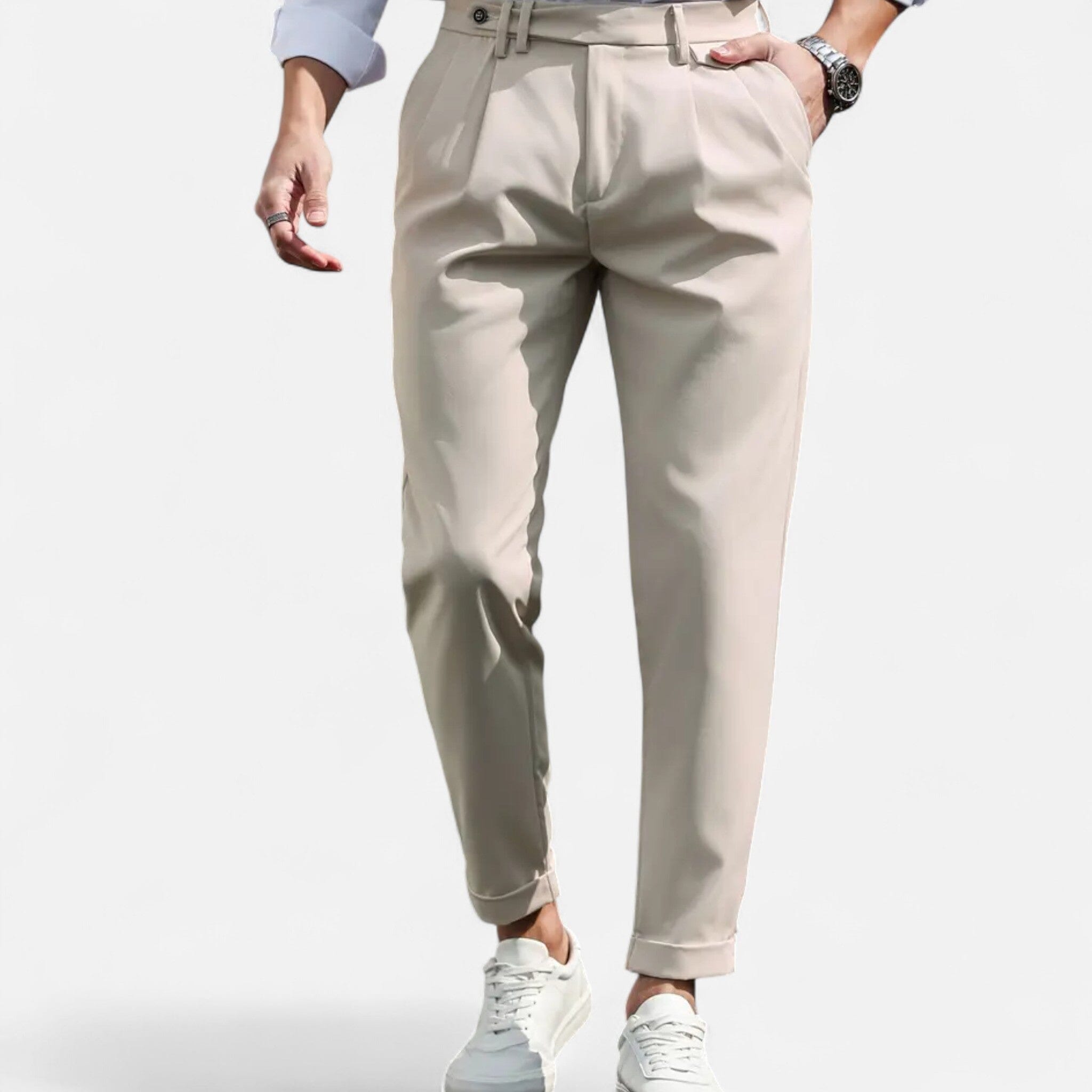 Belcien | Men’s Slim-Fit Pleated Suit Trousers