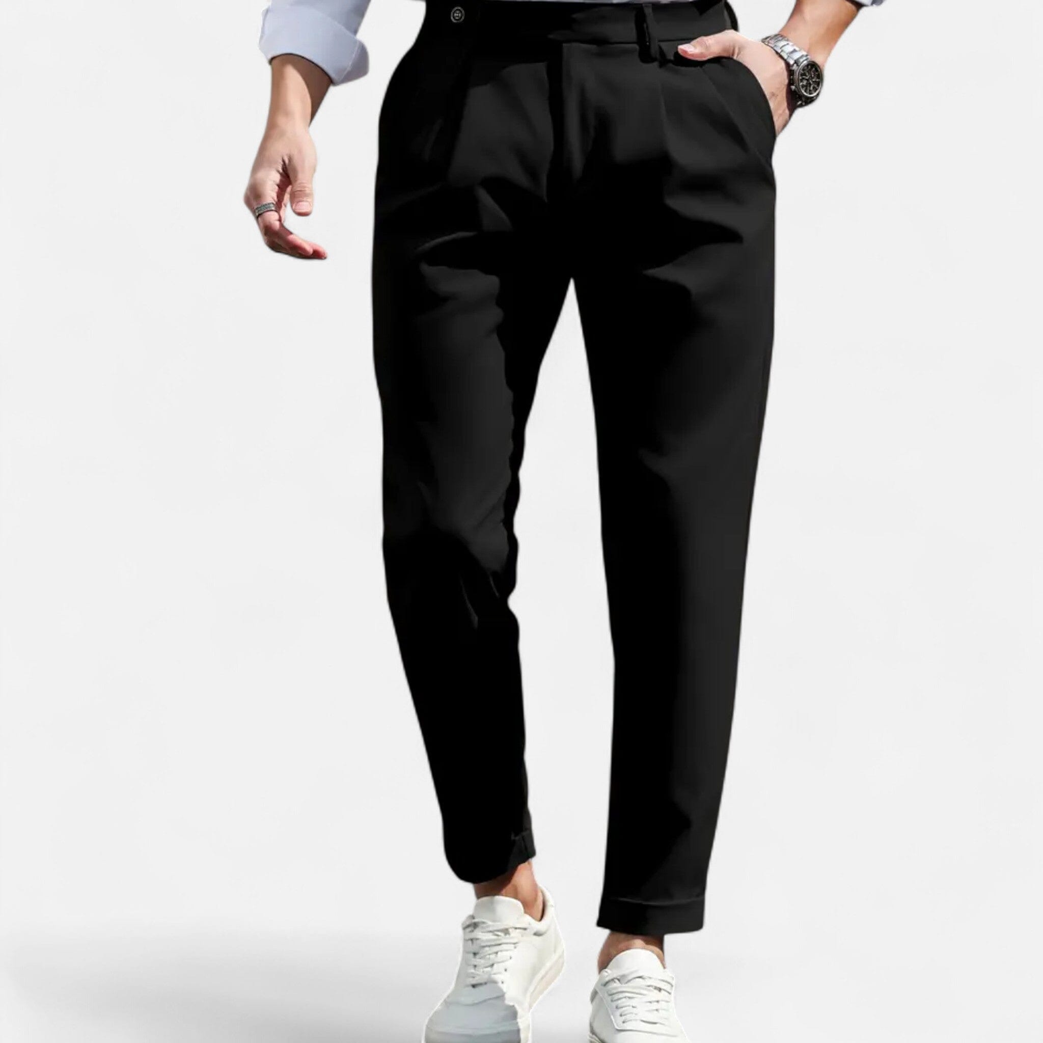 Belcien | Men’s Slim-Fit Pleated Suit Trousers
