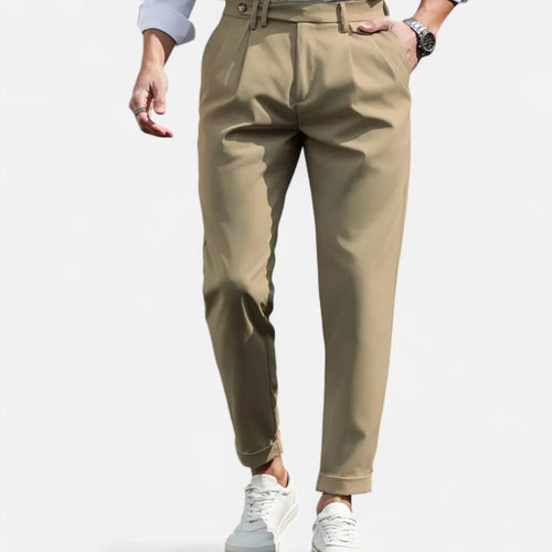 Belcien | Men’s Slim-Fit Pleated Suit Trousers