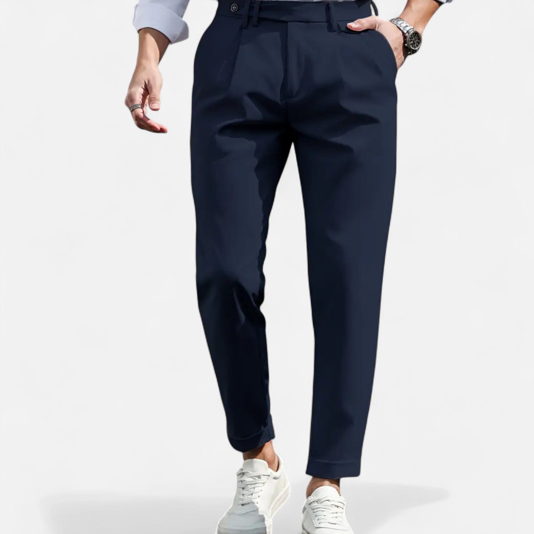 Belcien | Men’s Slim-Fit Pleated Suit Trousers