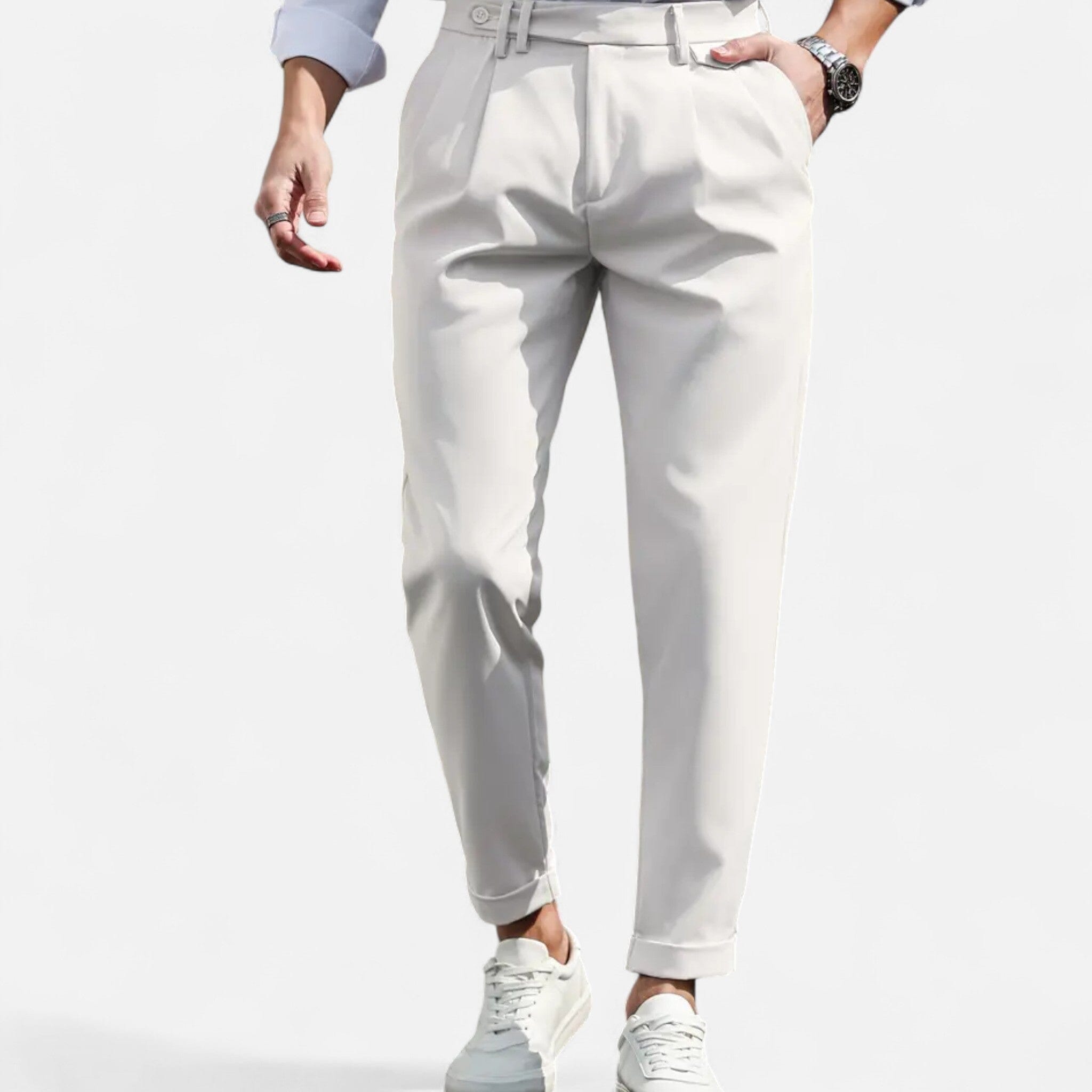 Belcien | Men’s Slim-Fit Pleated Suit Trousers