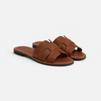 Belcien - Women’s Leather Cushioned Slide Sandals