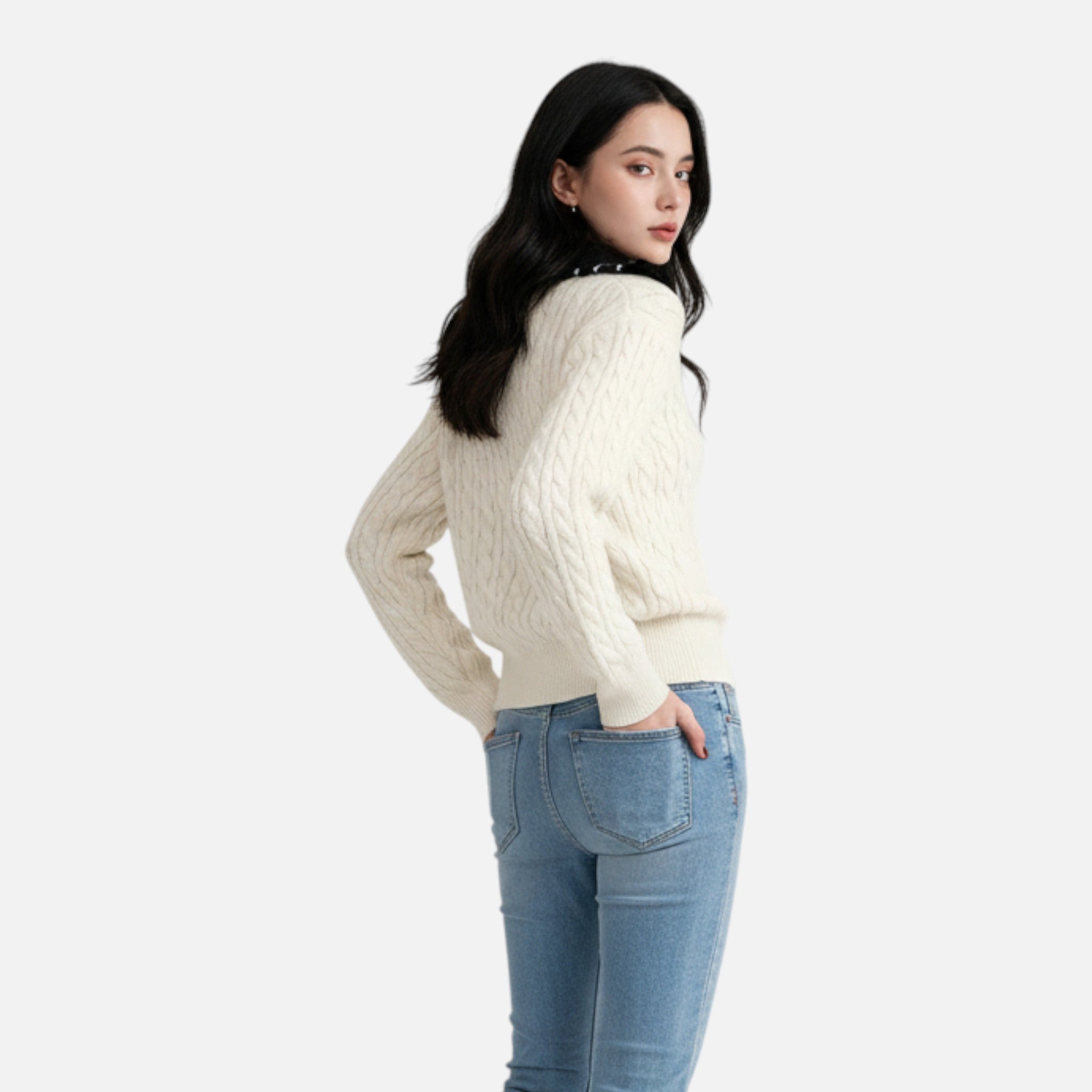 Belcien | Women’s V-Neck Wide Collar Sweater