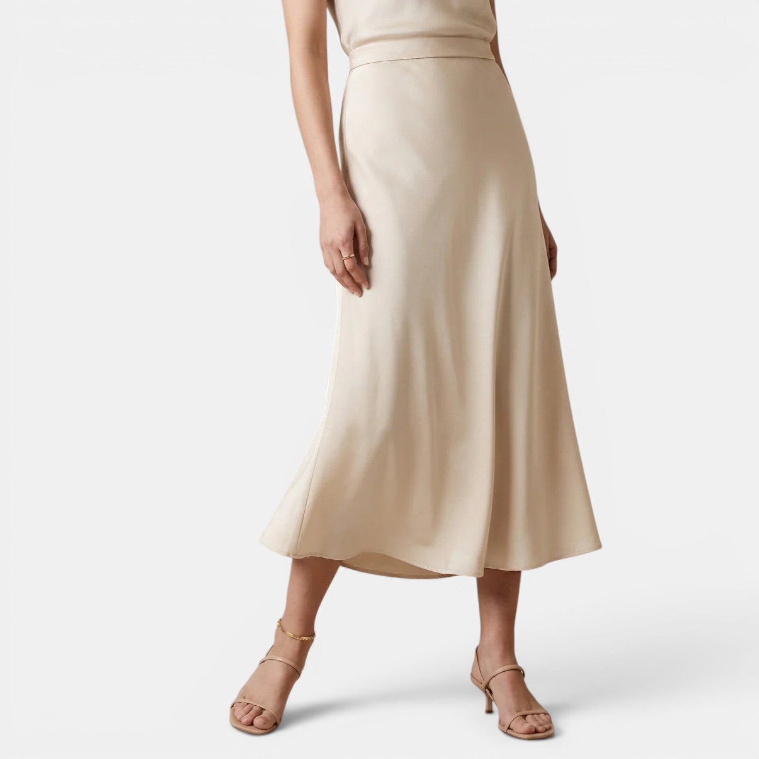 Belcien - Women’s High Waist Silk Midi Skirt
