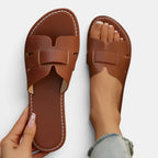 Belcien - Women’s Leather Cushioned Slide Sandals