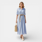 Belcien | Women’s Classic Striped Shirt Dress for the Summer