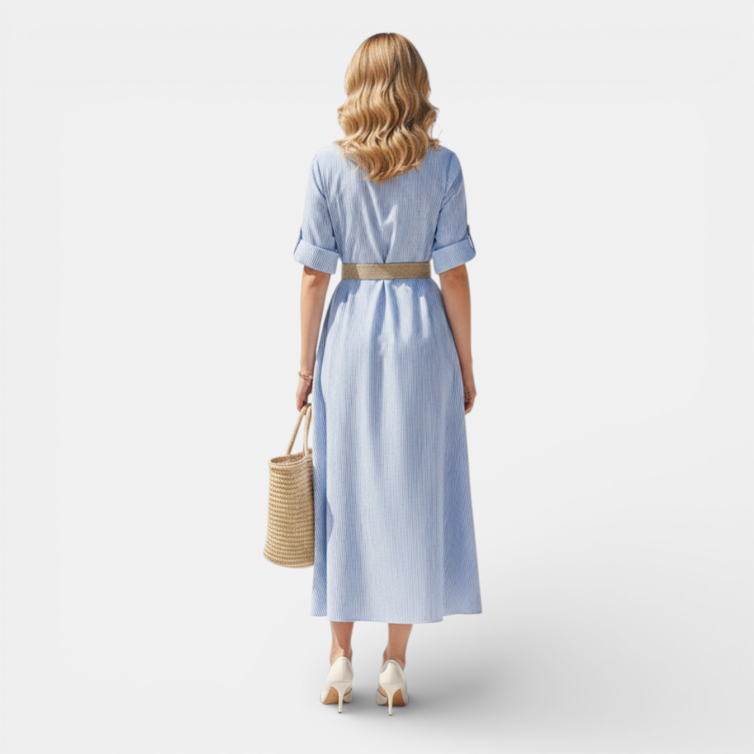 Belcien | Women’s Classic Striped Shirt Dress for the Summer