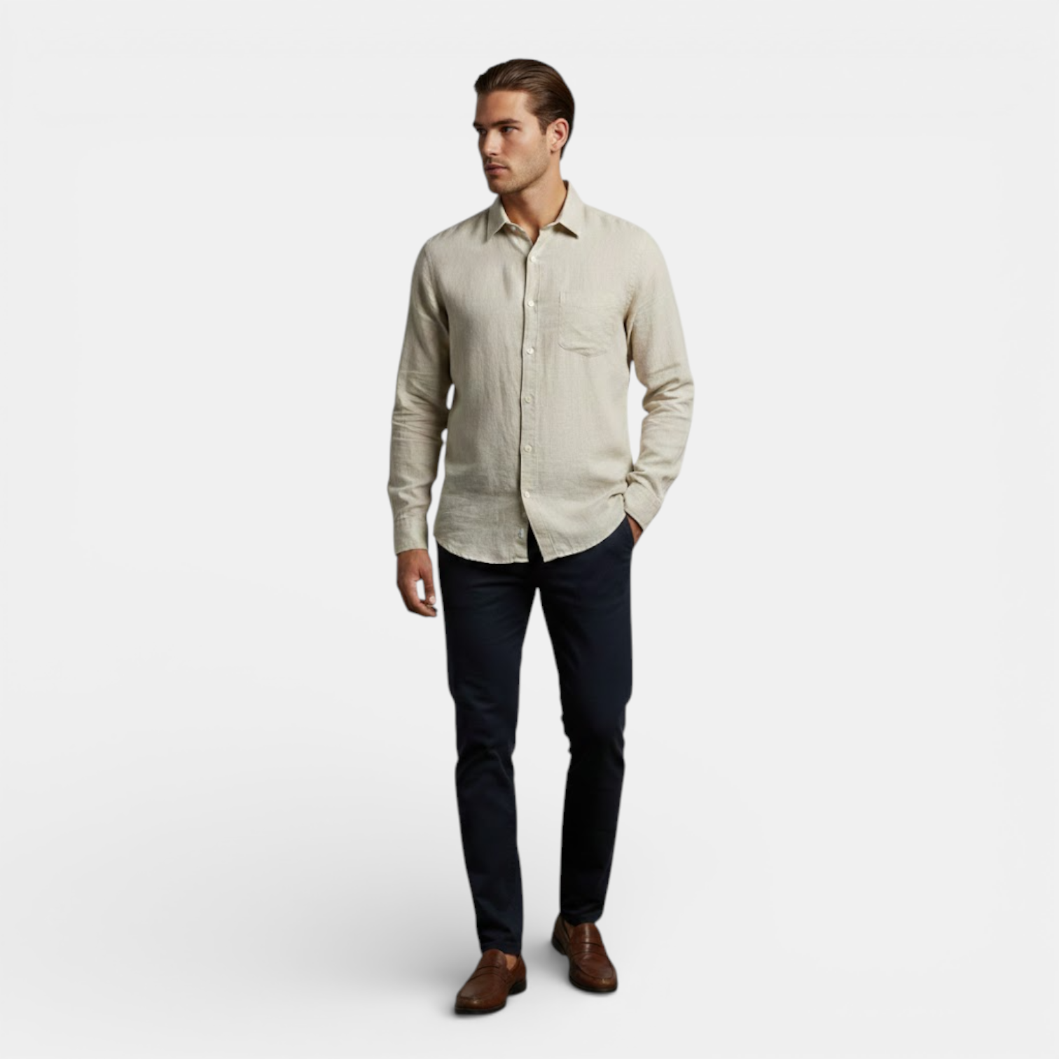 Belcien | Men’s Long Sleeve Breathable Shirt for Summer Wear
