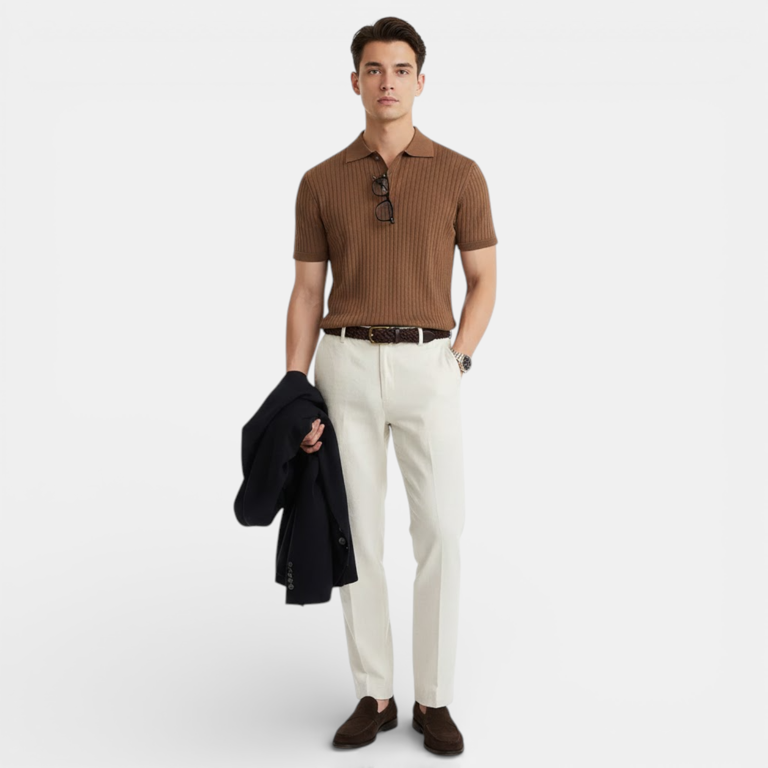 Belcien - Men’s Ribbed Polo Shirt – Elegant Summer Essential