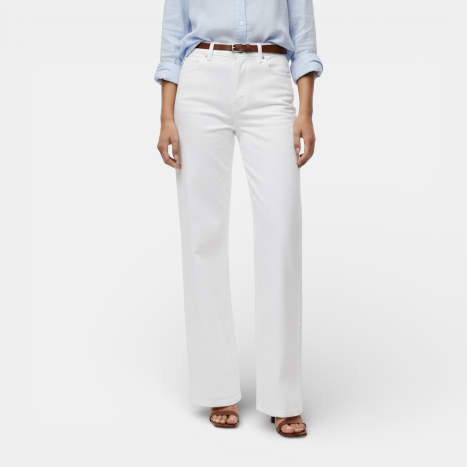 Belcien | Women’s White High Waist Wide Leg Pants