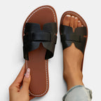 Belcien - Women’s Leather Cushioned Slide Sandals